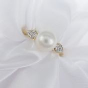 Cultured Pearl Dress Ring With Diamond-Set Shoulders, In Yellow Gold