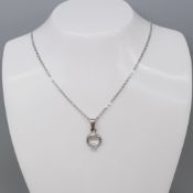 18 Carat White Gold & Silver, Cubic Zirconia-Set Pendant With Silver Chain