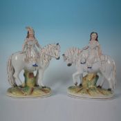 Pair Staffordshire Children On Horseback Figures