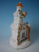 NO RESERVE Victorian Staffordshire pottery two storey cottage