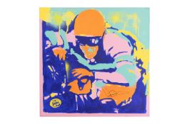 4 x Canvas Painting Andy Warhol style of A P McCoy in a set signed by A P McCoy Artist David Dent