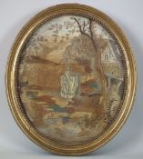 Pair Of Georgian Antique Silkwork Embroideries