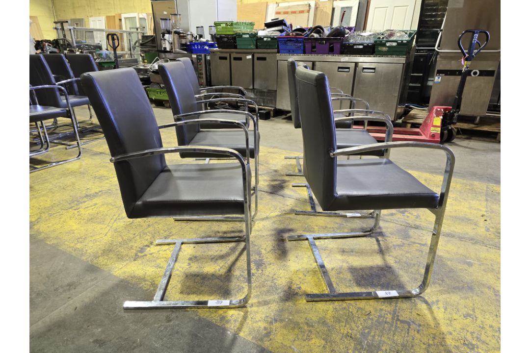 *No Reserve* 6x Grey Faux Leather and Chrome Dining Chairs - Image 4 of 4