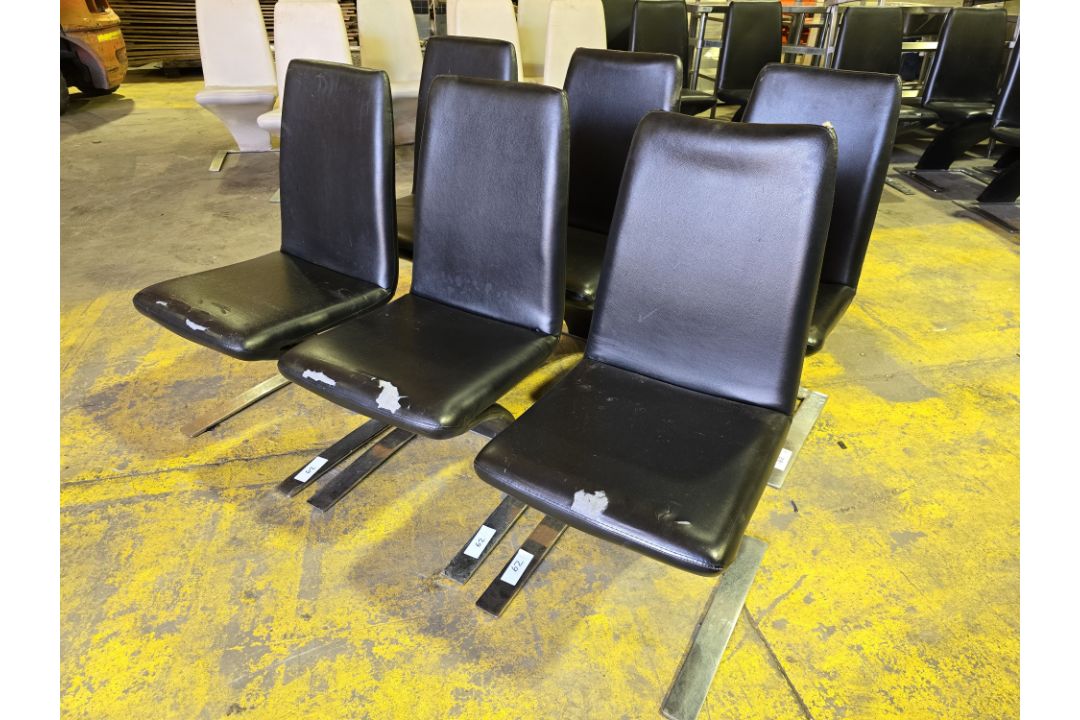 *No Reserve* 6 x Black Faux Leather Dining Chairs - Image 1 of 5