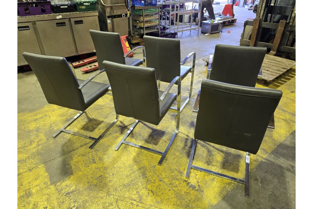 *No Reserve* 6x Grey Faux Leather and Chrome Dining Chairs - Image 3 of 4