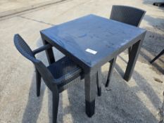 *No Reserve* 1 x Rattan Style Outdoor Table with 2 Chairs