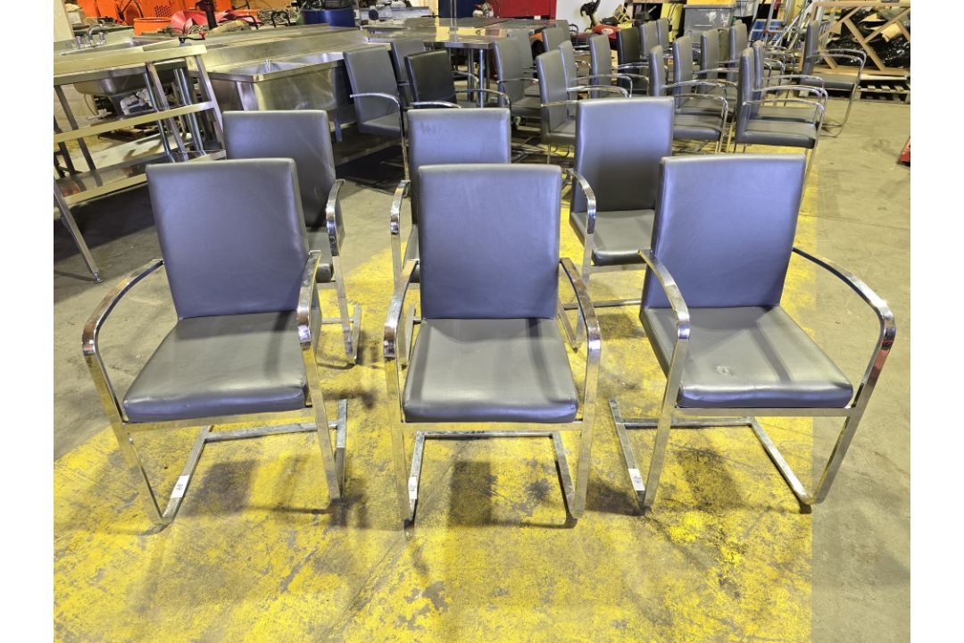 *No Reserve* 6x Grey Faux Leather and Chrome Dining Chairs - Image 1 of 4