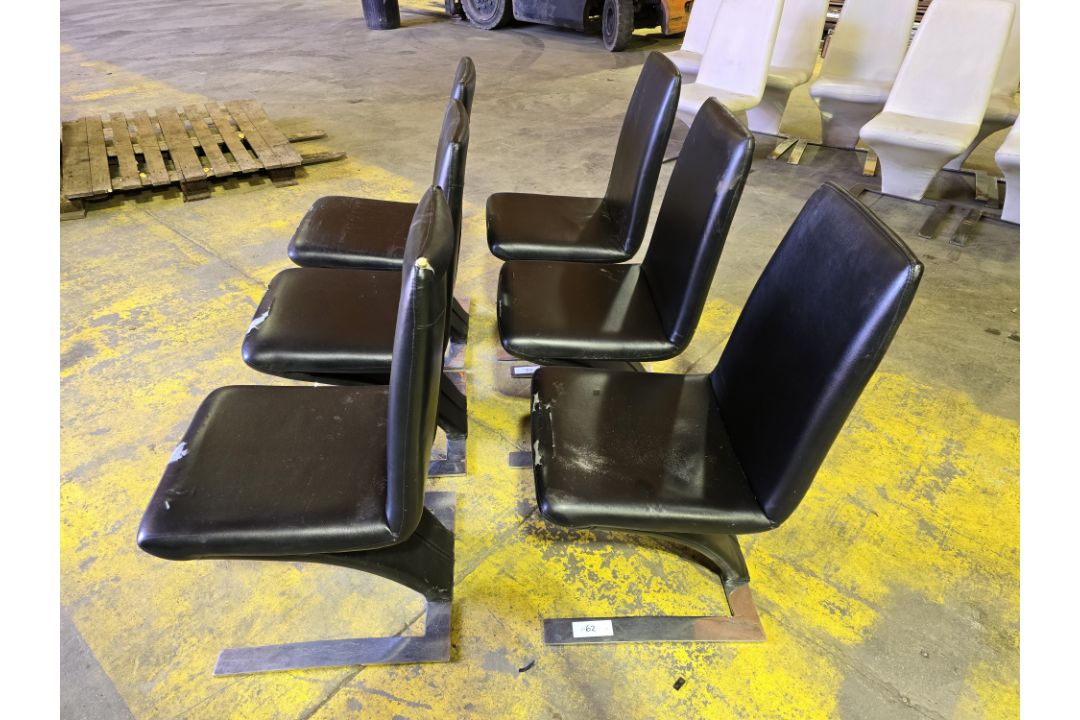 *No Reserve* 6 x Black Faux Leather Dining Chairs - Image 2 of 5