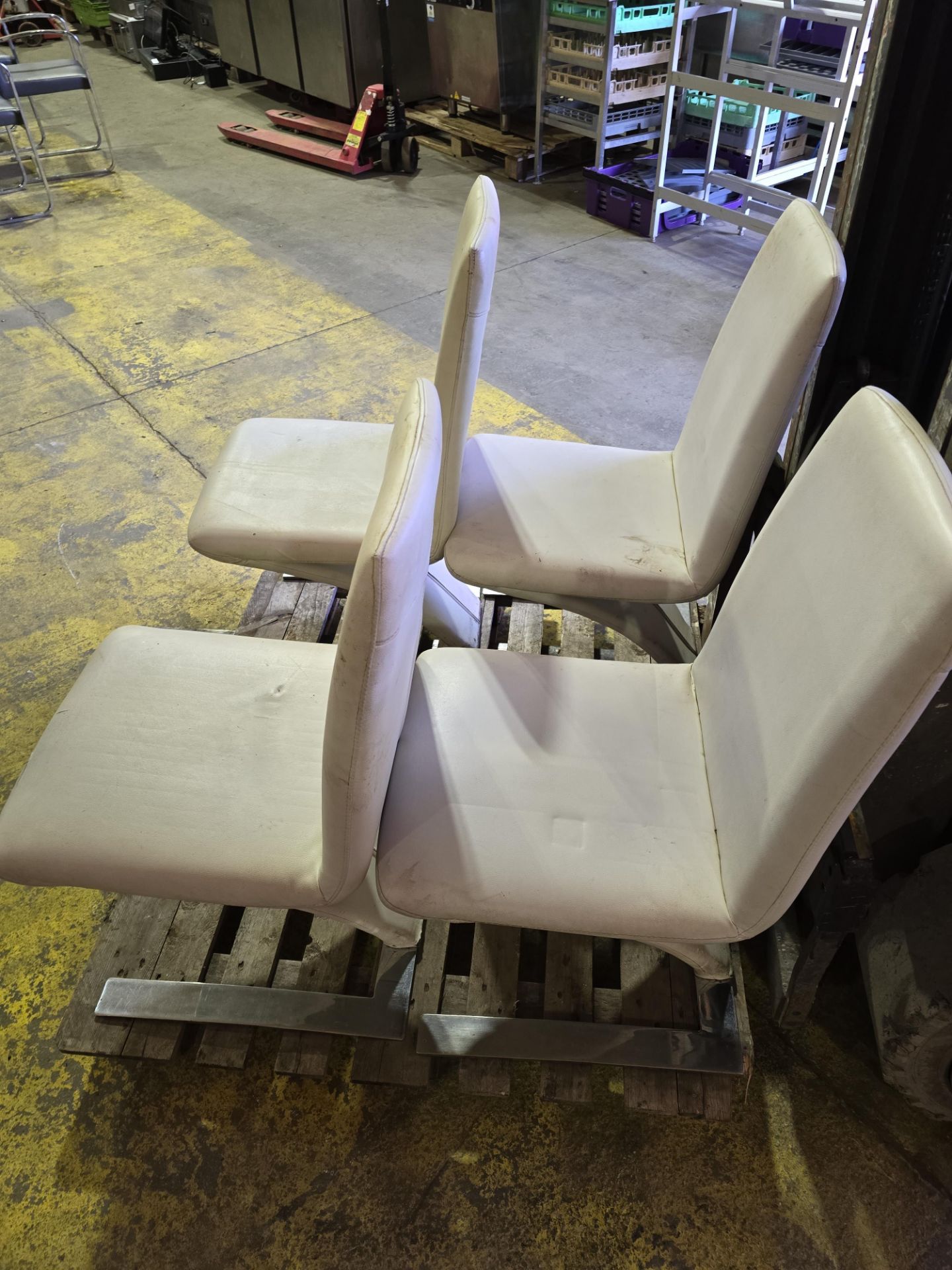 *No Reserve* 4x Beige Faux Leather Dining Chairs - Image 3 of 5