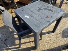 *No Reserve* 1 x Rattan Style Outdoor Table With 1 Chair