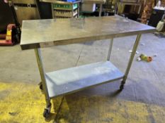 *No Reserve* Stainless Prep Table on Castors
