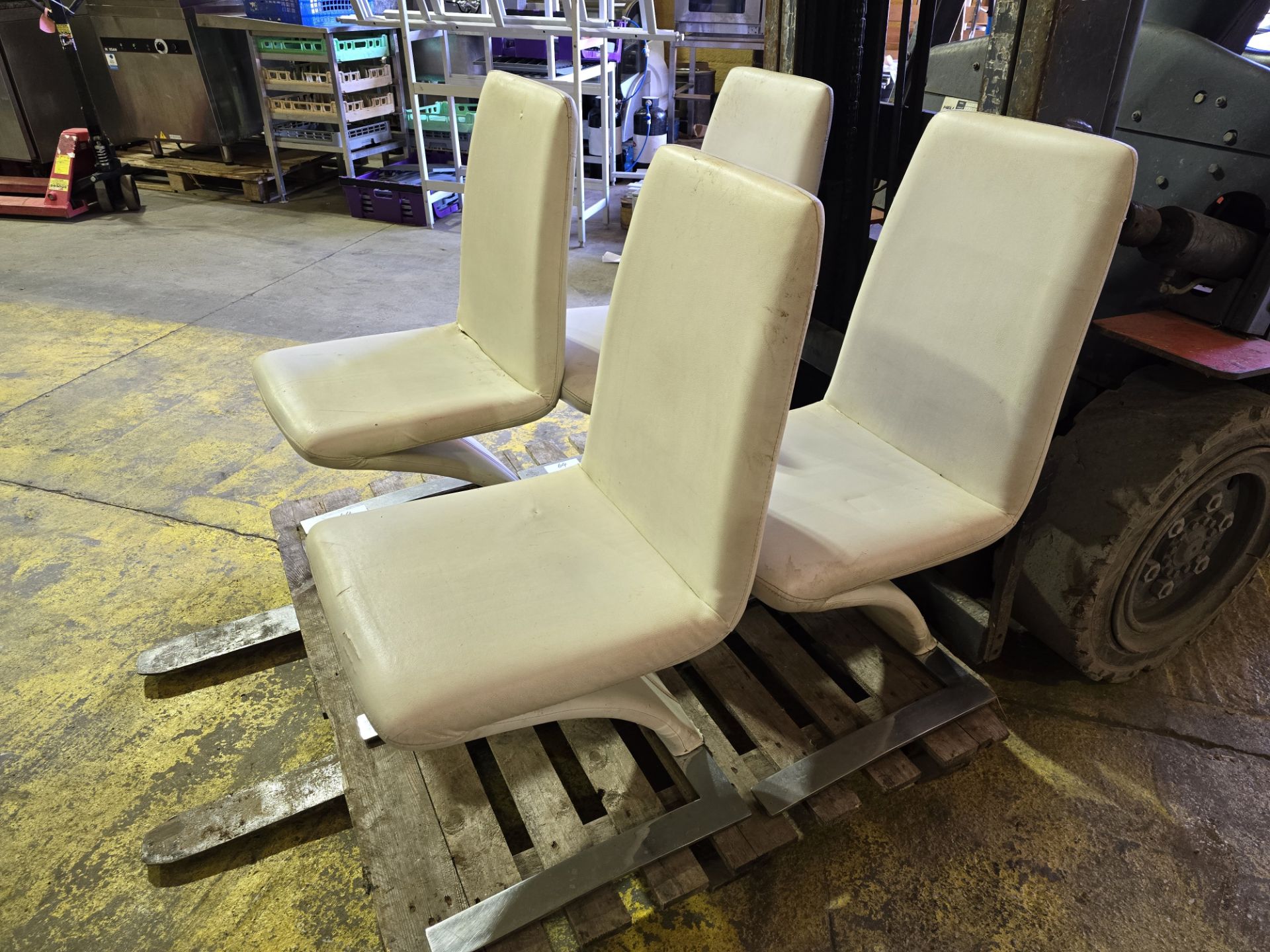 *No Reserve* 4x Beige Faux Leather Dining Chairs - Image 2 of 5