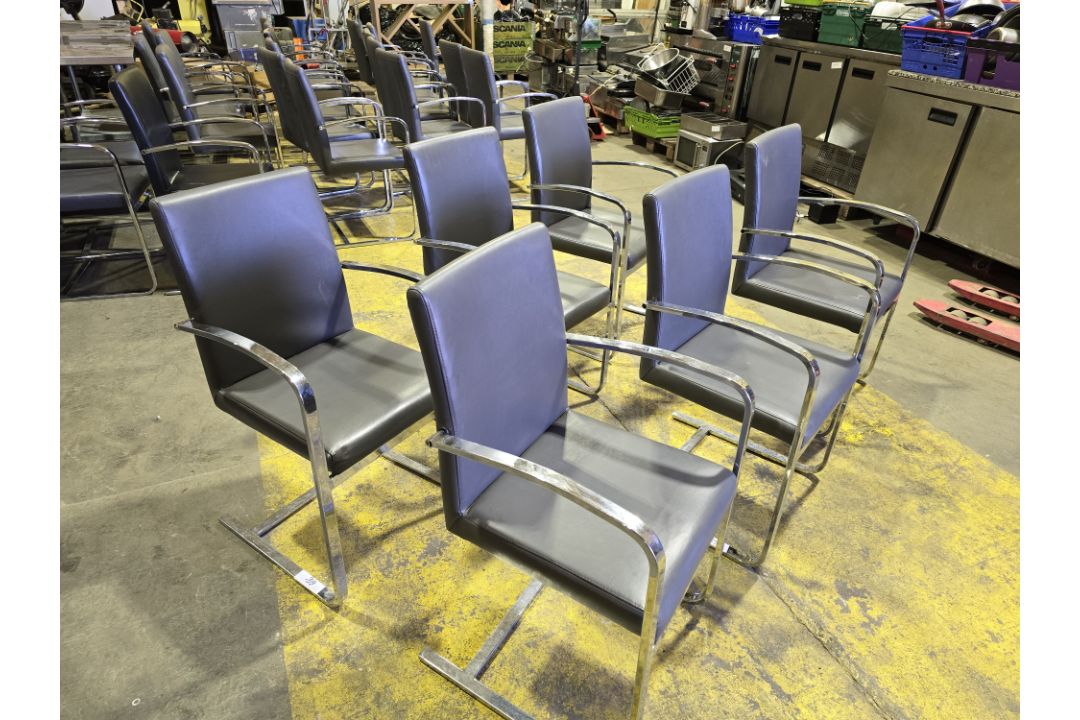 *No Reserve* 6x Grey Faux Leather and Chrome Dining Chairs - Image 2 of 4