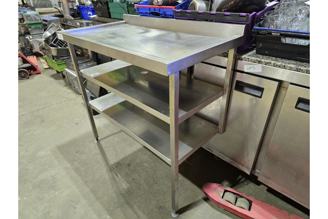 *No Reserve* Stainless Prep Table With Drain and Shelf - Image 4 of 5