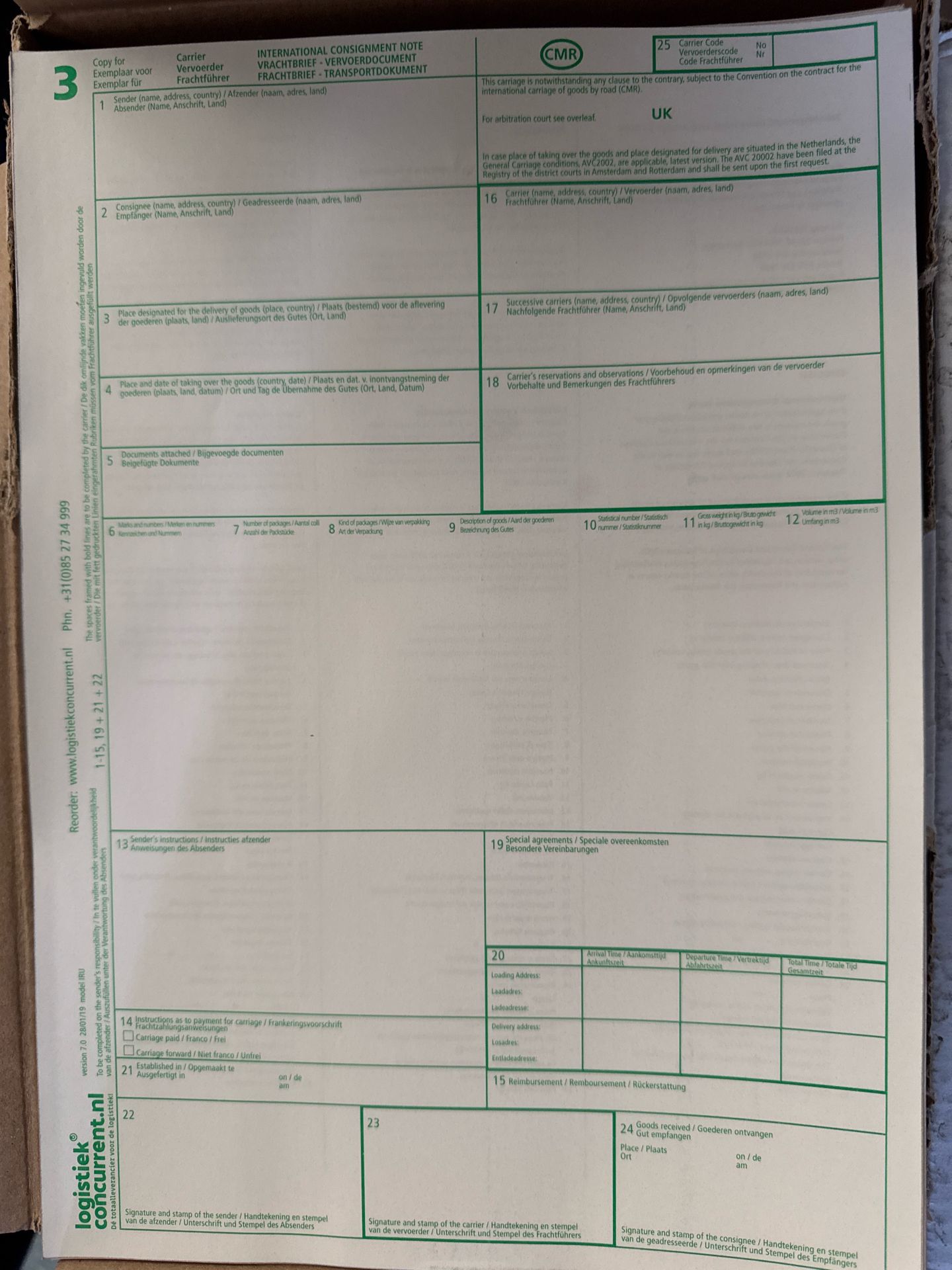 NO RESERVE 12x Boxes Of Logistic Concurrent CMR Customs Paperwork - 500 Sets Per Box - Image 5 of 5