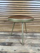 *NO RESERVE* AMARA Circular Side Table Brown Fur Top Gold