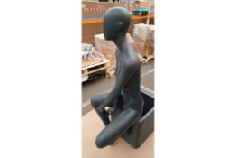 NO RESERVE NEW 2x Female Sitting Grey Mannequin With 1x Grey Stool