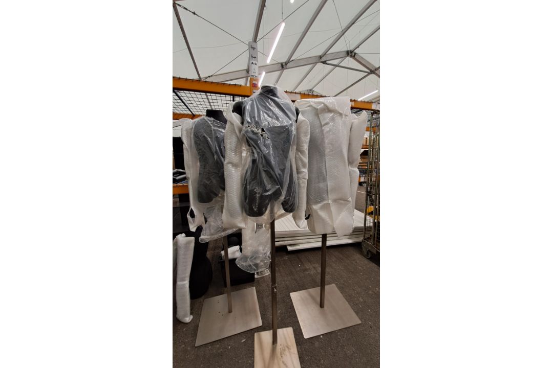 NO RESERVE NEW Black Fabric Mannequins - 2x Male & 1x Female With Stand - Image 3 of 4
