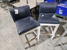 NO RESERVE Two Wooden Framed Stools With Blue Pads