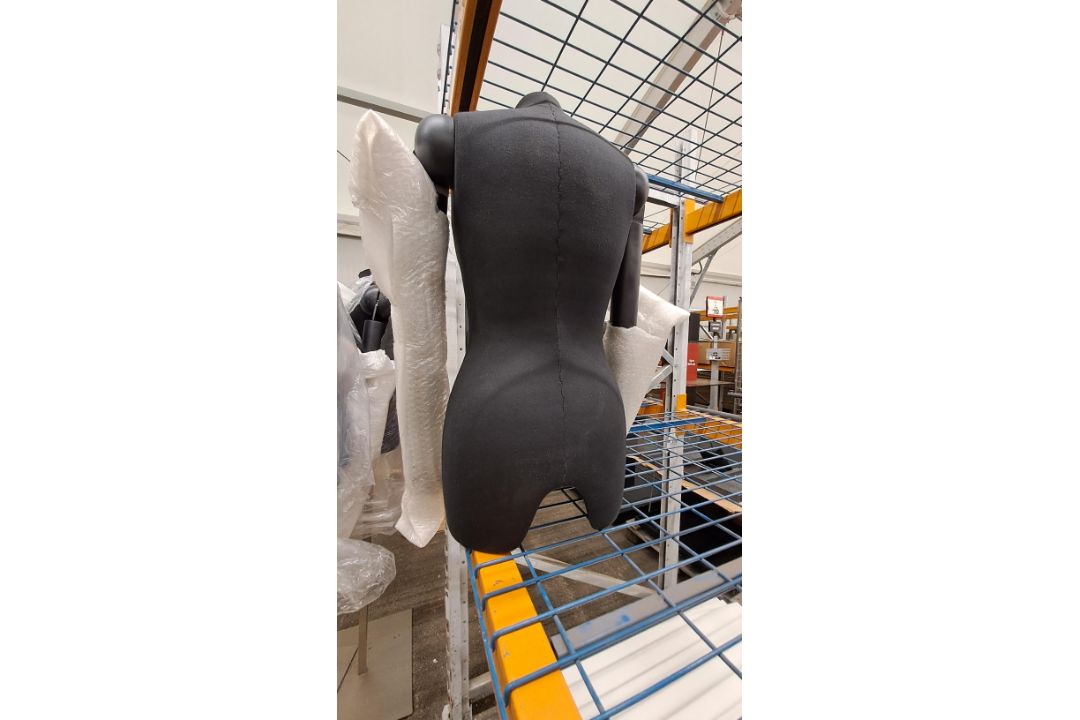 NO RESERVE NEW Black Fabric Mannequins - 2x Male & 1x Female With Stand - Image 1 of 4