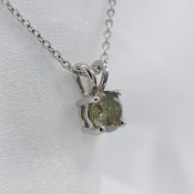 18ct White Gold Solitaire Pendant With Chain
