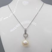 Art Deco-Style Pearl & Diamond Necklace