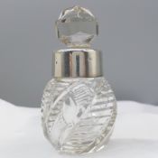Antique Edwardian Cut Glass & Silver Perfume Bottle