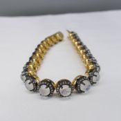 Unusual Rainbow Moonstone & Diamond Articulated Line Bracelet