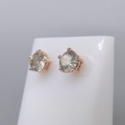 Pair Of 18k Rose Gold 1.80 Carat Round Brilliant-Cut Diamond Solitaire Ear Studs
