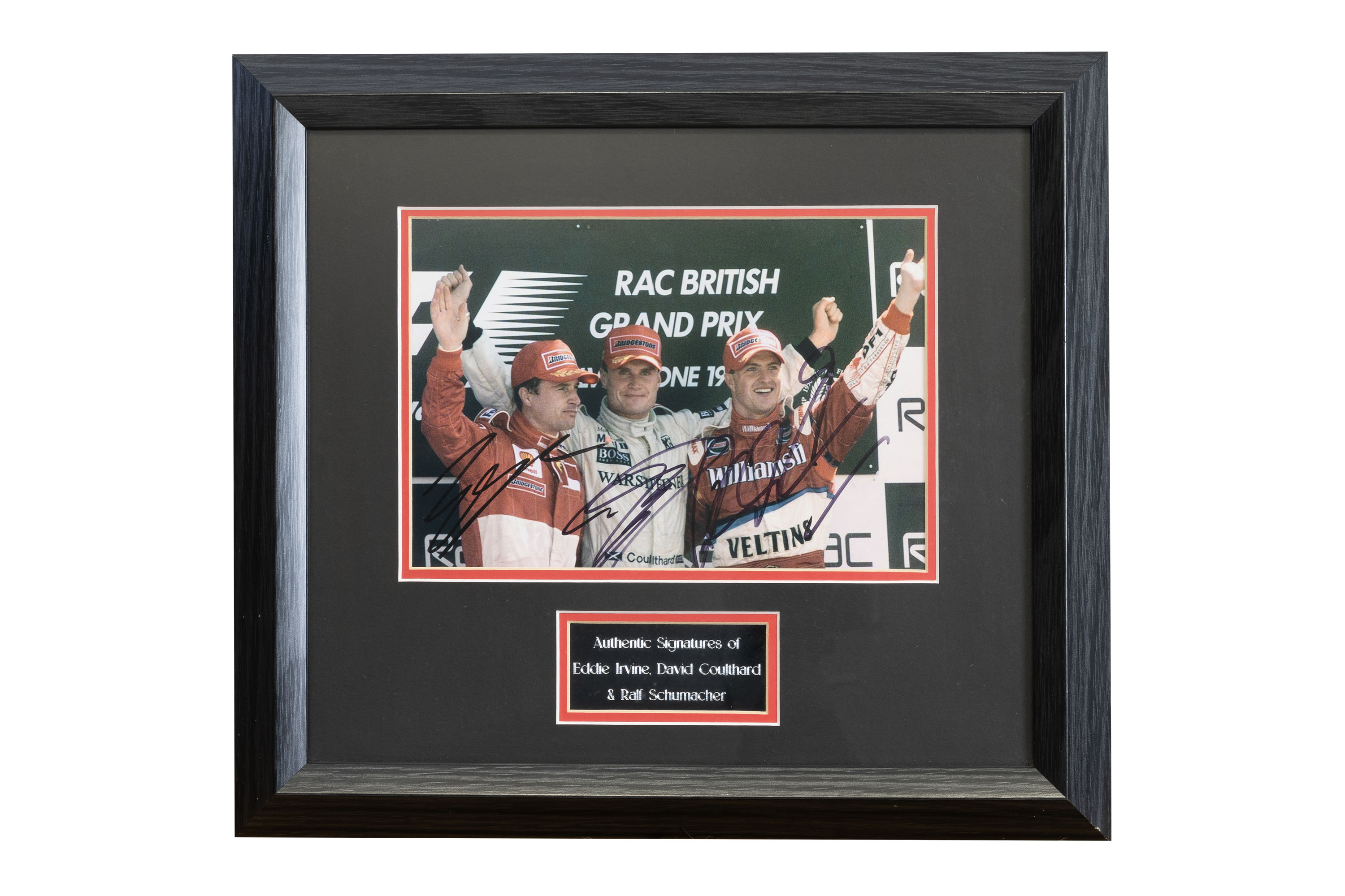 NO RESERVE - Eddie Irvine, Ralf Schumacher & David Coulthard Signed Picture Silverstone GP