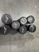 *NO RESERVE* 3 Pairs Of Iron Grip Dumbbells 34kg, 38kg, 46kg Plus 1 x 42kg
