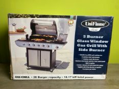 Uni Flame 5 Burner Glass Window Gas Grill With Side Burner