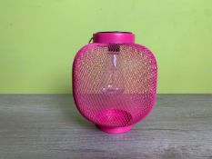 Garden Large Mesh Solar Lantern Pink