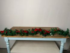 6FT Pre-Lit Red Poinsettia & Bauble Garland