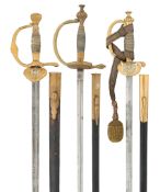TWO PRUSSIAN DEGEN FOR POST OFFICE OFFICIALS, LATE 19TH CENTURY AND A PRUSSIAN INFANTRY