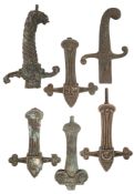TWO 1856 PATTERN DRUMMER’S SWORD HILTS AND A QUANTITY OF EUROPEAN EDGED WEAPONS ELEMENTS
