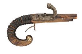 AN UNUSUAL 100 BORE D.B. MATCHLOCK PISTOL, 19TH CENTURY
