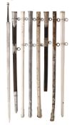 A BLADE AND SCABBARD FOR A HIGHLAND OFFICER’S BROADSWORD AND SIX FURTHER SWORD SCABBARDS
