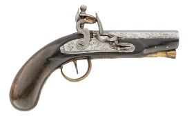 A 24 BORE FLINTLOCK TRAVELLING PISTOL, BIRMINGHAM PROOF MARKS CIRCA 1830