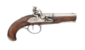 ‡ AN 80 BORE GERMAN FLINTLOCK TRAVELLING PISTOL, CIRCA 1770