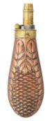 ‡ □ A COPPER POWDER-FLASK, EARLY 19TH CENTURY PROBABLY FRENCH