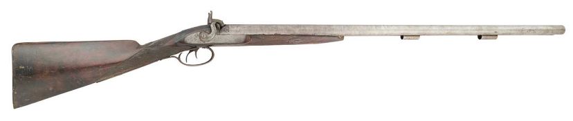 □ A D.B. PERCUSSION SPORTING GUN SIGNED NOCK, LONDON PROOF MARKS, CIRCA 1830