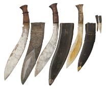 THREE NEPALESE KUKRI KNIVES, LATE 19TH/20TH CENTURY