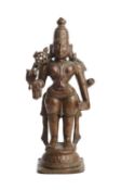 A BRONZE FIGURE OF VISHNU, TAMIL NADU, SOUTH INDIA, 19TH CENTURY