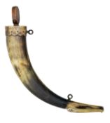 A RUSSIAN POWDER HORN, DATED 1855