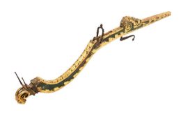 A FINE ITALIAN CARVED TILLER FROM A STONEBOW, LATE 16TH CENTURY
