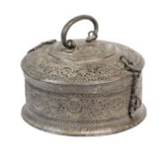 □ A LARGE TINNED COPPER PAN BOX, NORTHERN INDIA, 19TH CENTURY