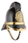 A LEATHER FIREMAN'S HELMET, LATE 19TH CENTURY 