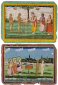TWO SCENES FROM HINDU EPICS, RAJASTHAN, INDIA, PROBABLY JAIPUR, LATE 19TH CENTURY