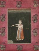 TWO MAIDENS MAKING OFFERINGS AT A SHRINE, PROVINCIAL MUGHAL, CIRCA 18TH CENTURY